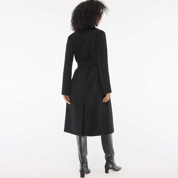 New JCREW Size 22 Belted Wool-Blend Coat in Black $328 CD824 - Picture 4 of 5